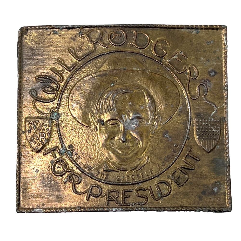 Vintage‎ Will Rogers for President Brass Belt Buckle Lewis Buckles Chicago USA